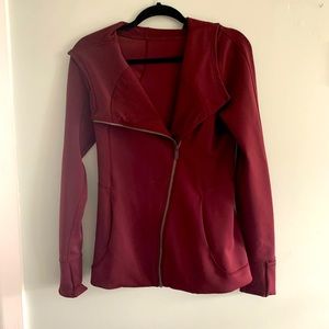 Red lululemon zip up jacket with hood